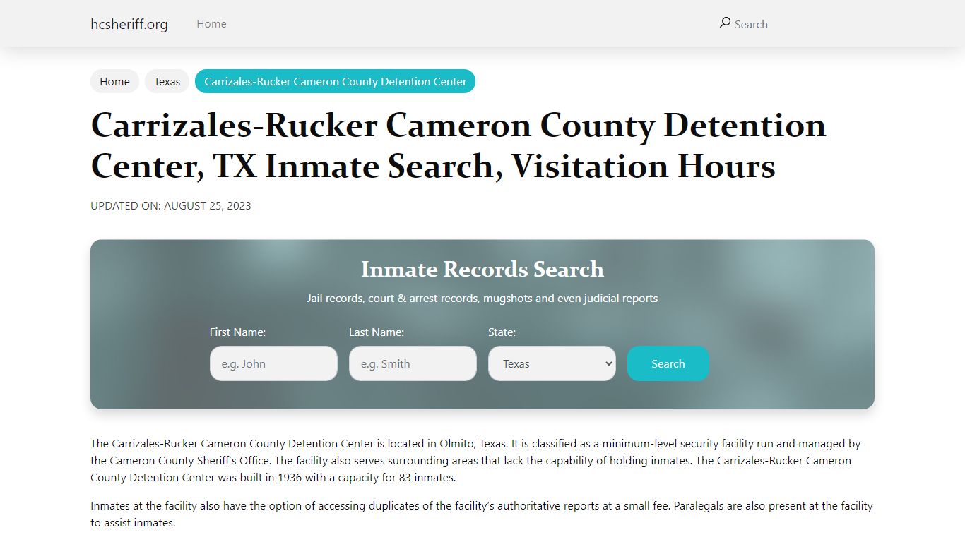 Carrizales-Rucker Cameron County Detention Center